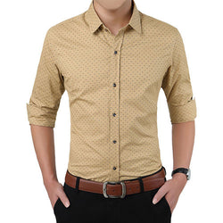 Men's Slim Fit and Long Sleeve Shirt - Polka Dot