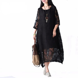 Women Round Neck and Casual Vintage Floral Dress
