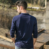 Men's Casual Long Sleeve Dark Blue T Shirt