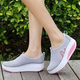 Women's Swing Wedge Casual Shoes with Floral Print Leather